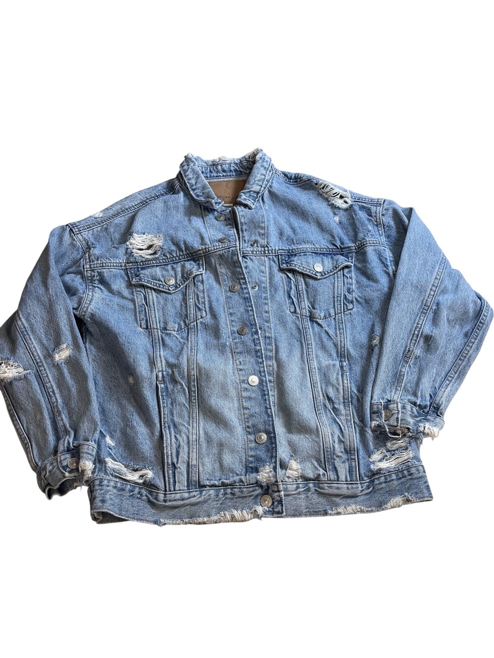 American Eagle Outfitters Distressed Blue Denim Jacket medium